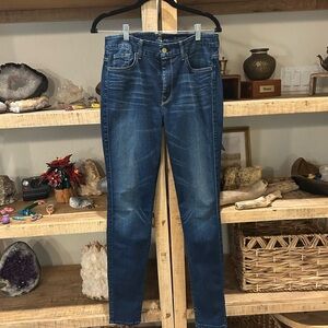 7 For All Mankind Blue Skinny Jeans Classic Denim size 32 High Waist Skinny